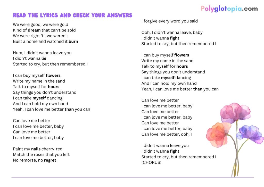 Flowers Miley Cyrus Worksheet Polyglotopia